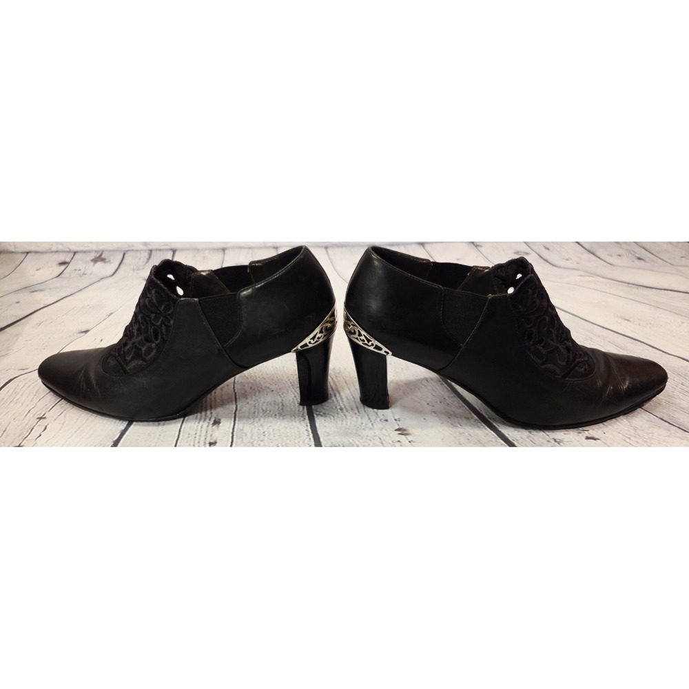 Brighton Vintage 1990s Womens Black LEATHER Sz 8 Ankle Booties‎ Boots - Picture 8 of 11